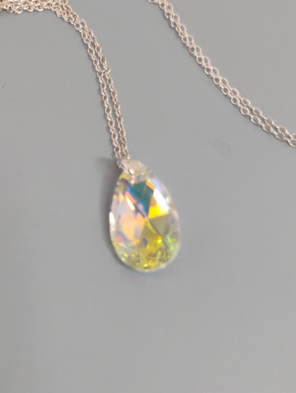 Sterling Silver High Quality Crystal Drop Necklace